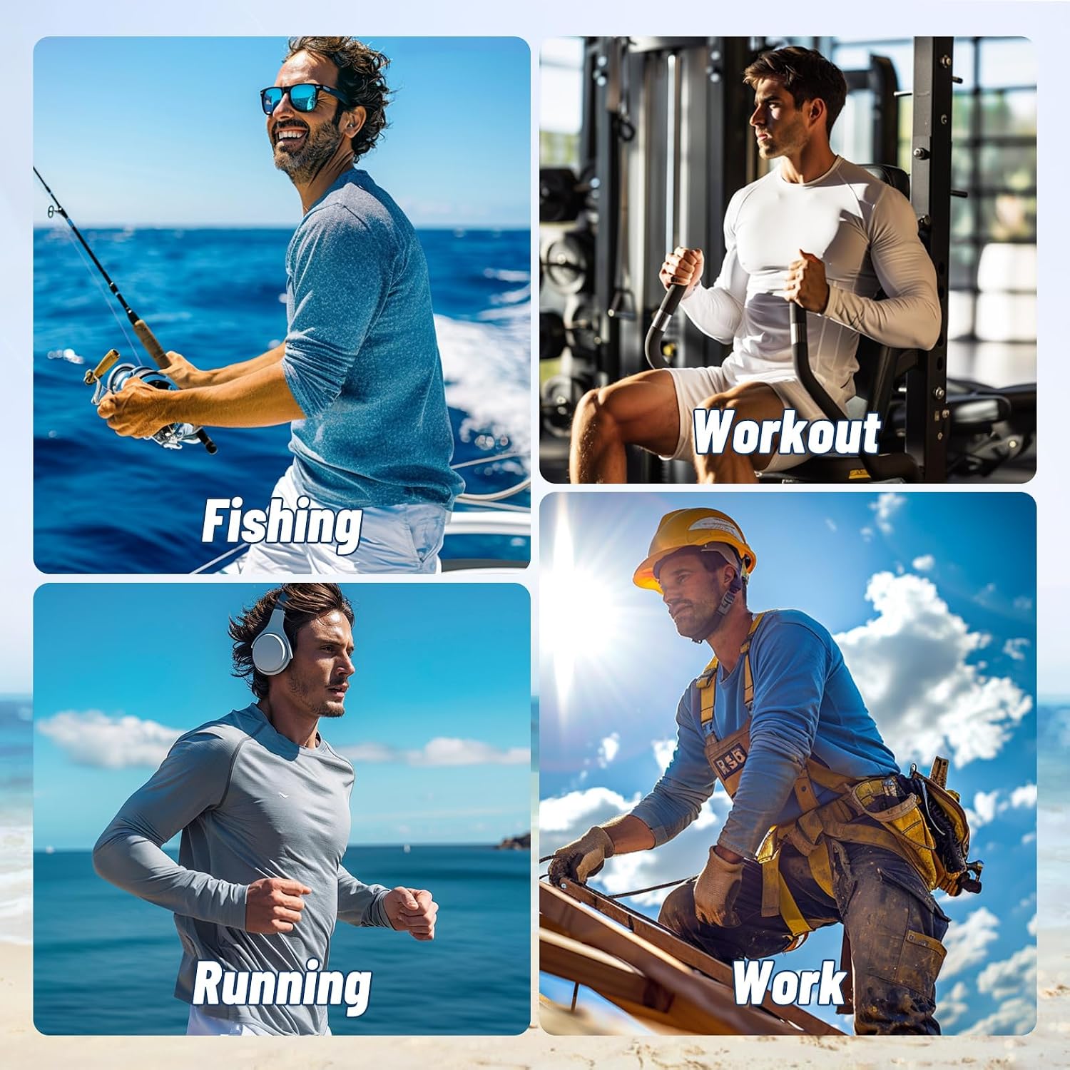3 Pack Long Sleeve Shirts for Men Sun Protection Quick Dry Workout T Shirts - Image 2