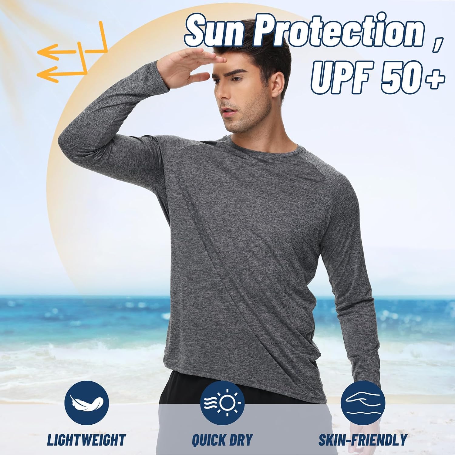 3 Pack Long Sleeve Shirts for Men Sun Protection Quick Dry Workout T Shirts - Image 3