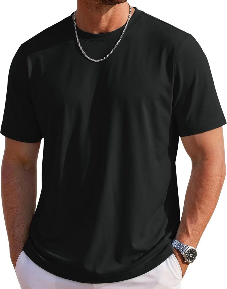 MAGCOMSEN Mens T-Shirts Short Sleeve UPF 80+ Sun Protection Lightweight Moisture Wicking Casual Crew Neck Basic Tees