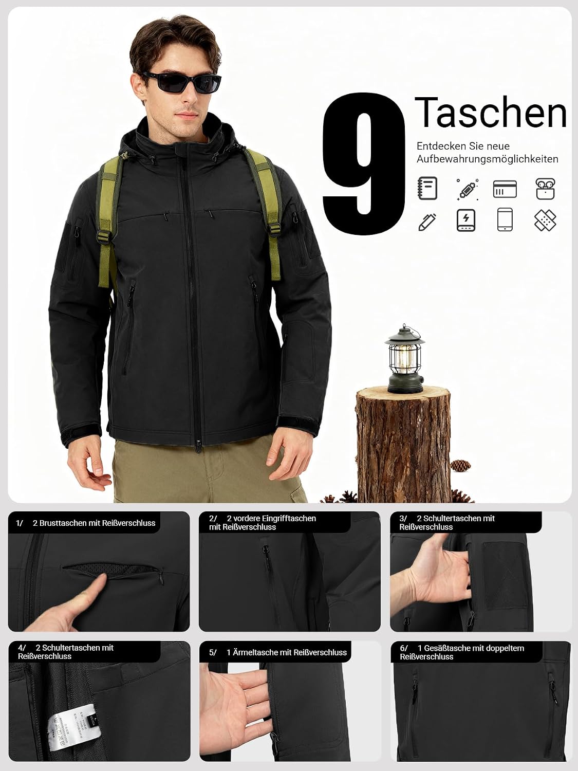 Men's Tactical Hooded Jacket,Water-Resistant - Image 4