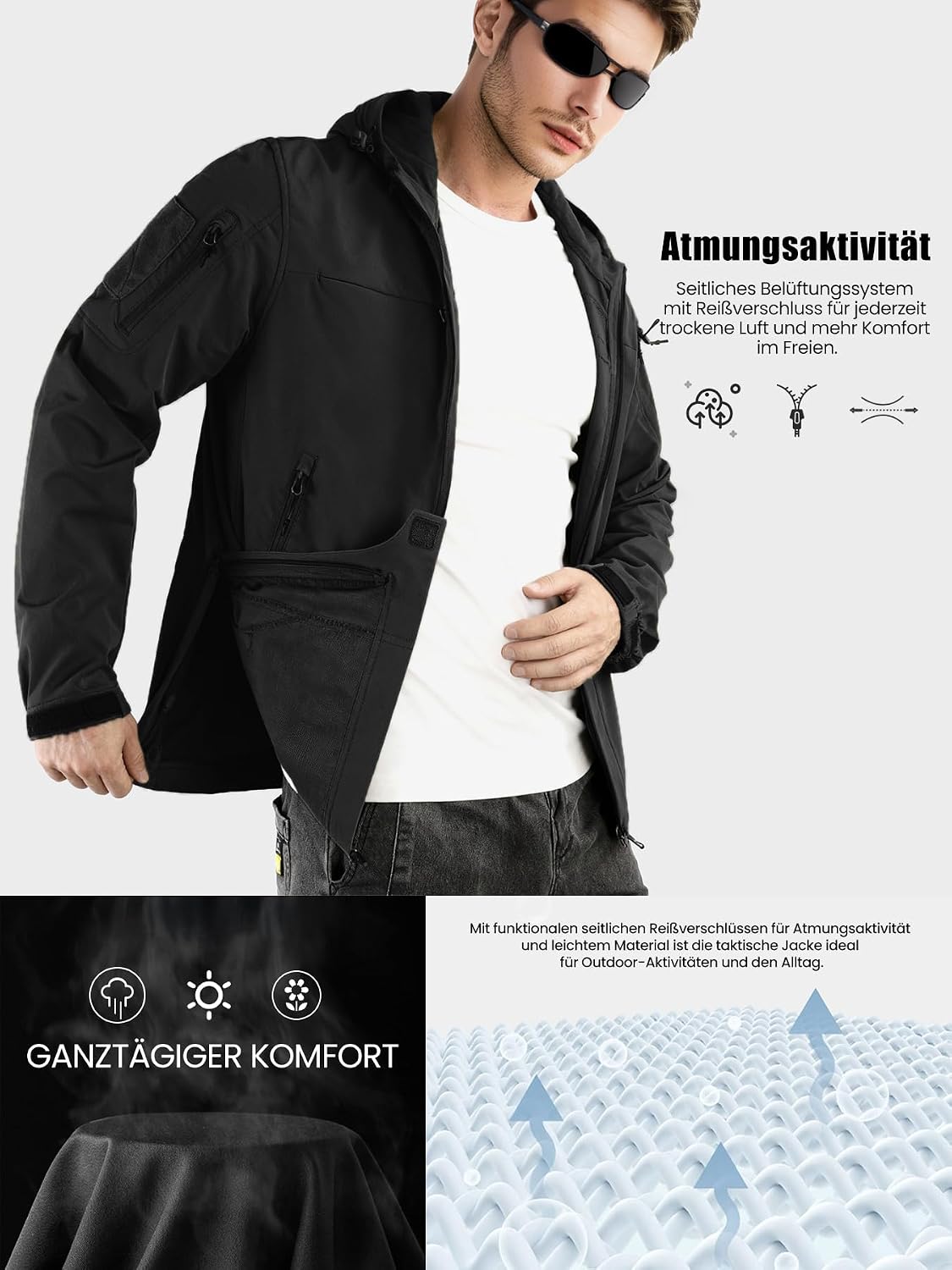 Men's Tactical Hooded Jacket,Water-Resistant - Image 5