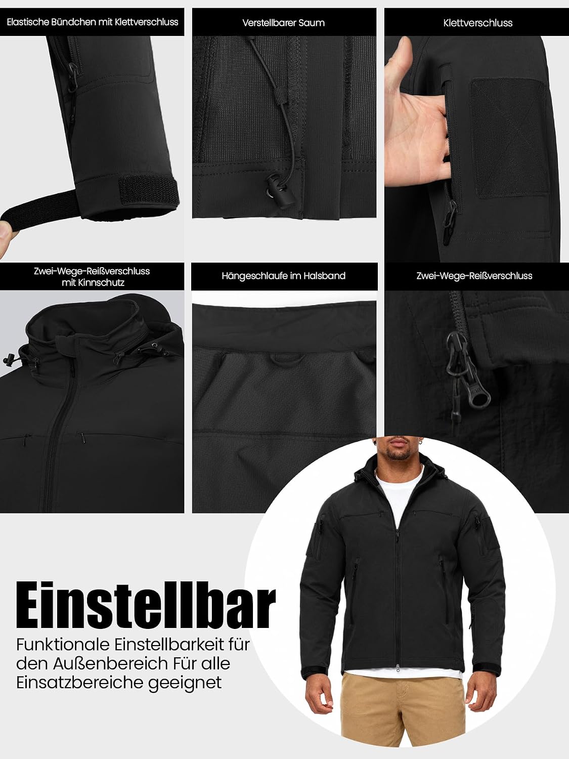 Men's Tactical Hooded Jacket,Water-Resistant - Image 6