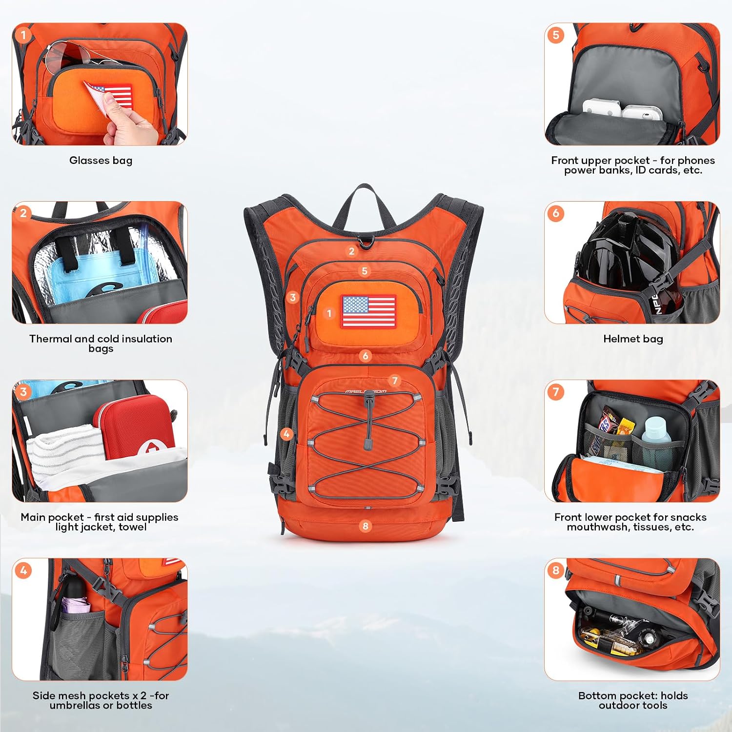 Maelstrom Lightweight Hydration Hiking Backpack with 2L/3L Water Bladder - Image 4