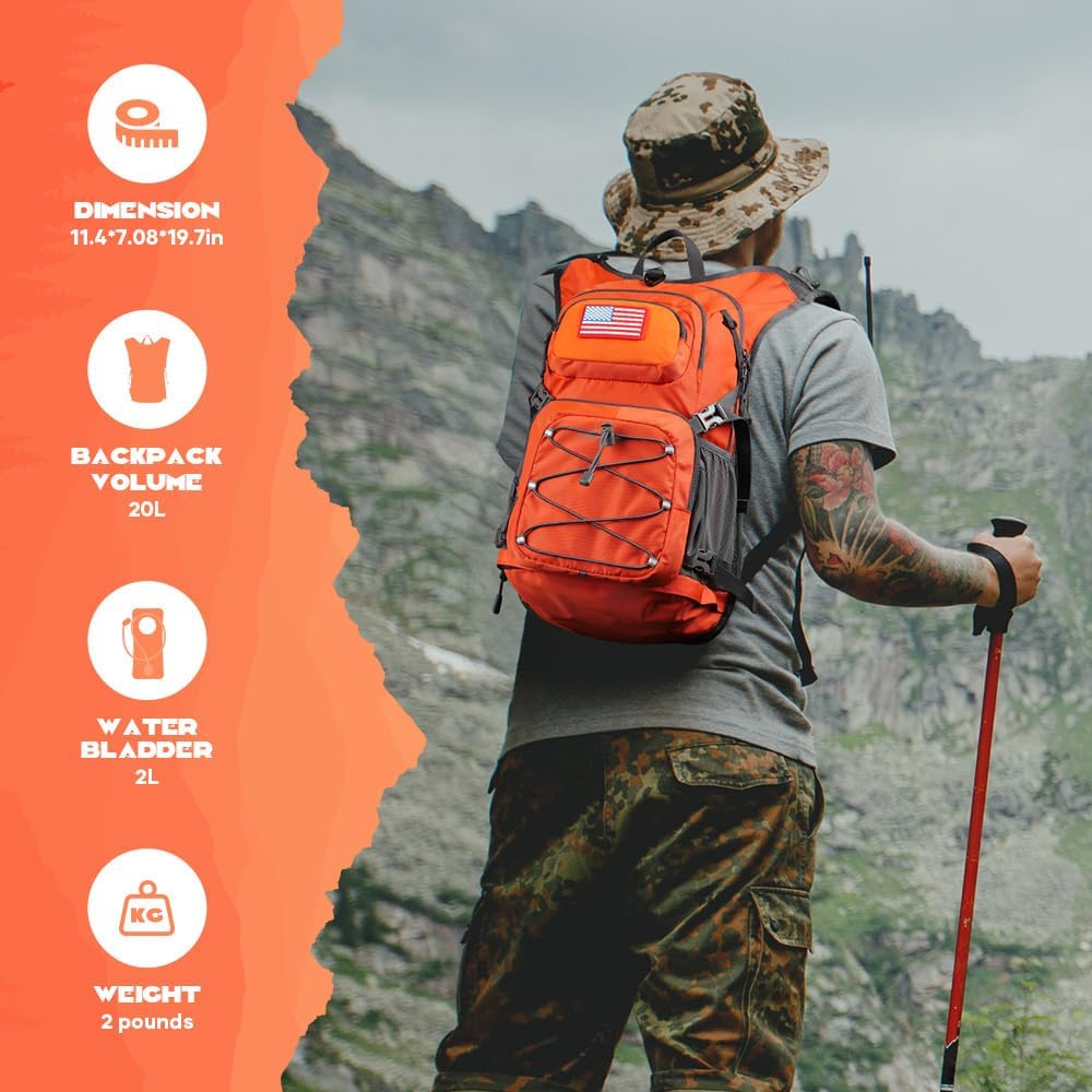 Maelstrom Lightweight Hydration Hiking Backpack with 2L/3L Water Bladder - Image 6