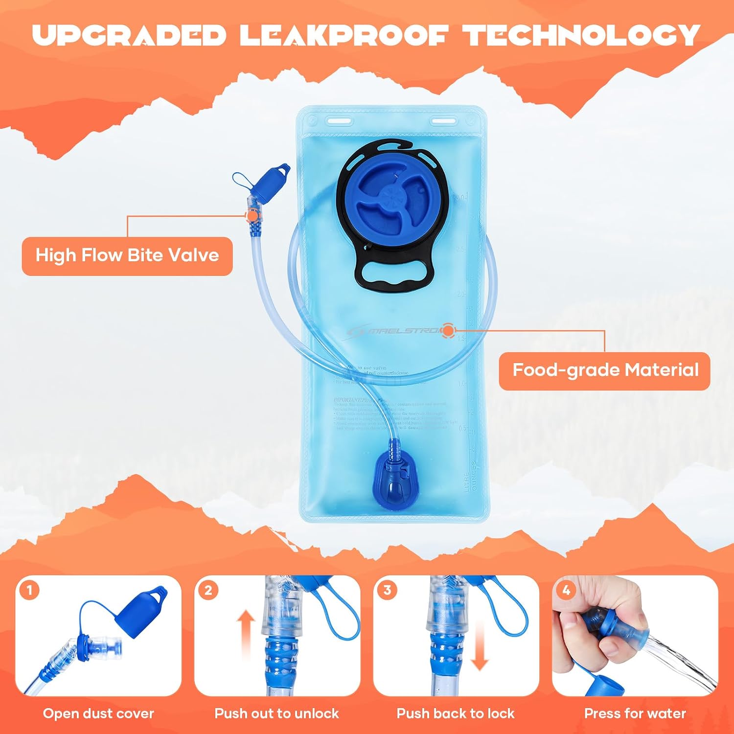 Maelstrom Lightweight Hydration Hiking Backpack with 2L/3L Water Bladder - Image 8